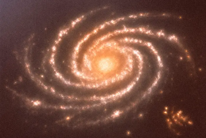 Pigment illustration of a spiral galaxy