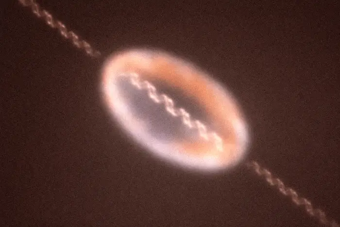 Pigment illustration of a torus with a helix through it
